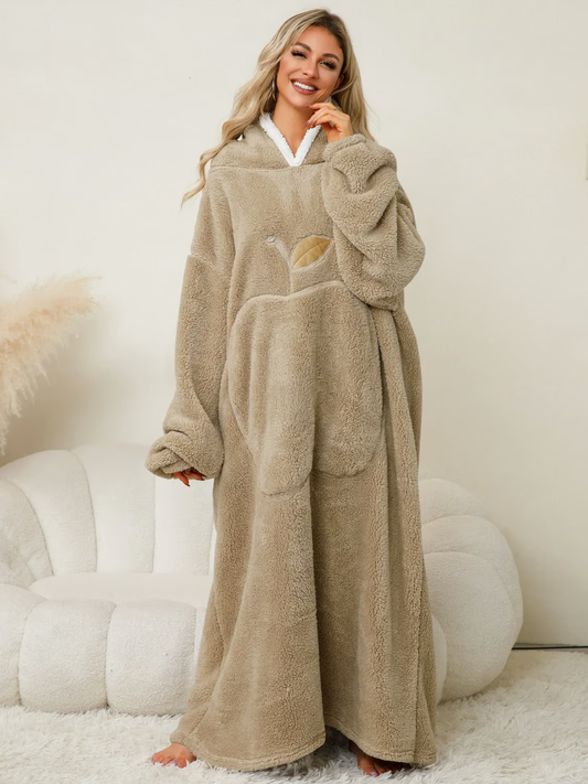 👗Pocketed Contrast Long Sleeve Hooded Lounge Dress(BUY 2 FREE SHIPPING)