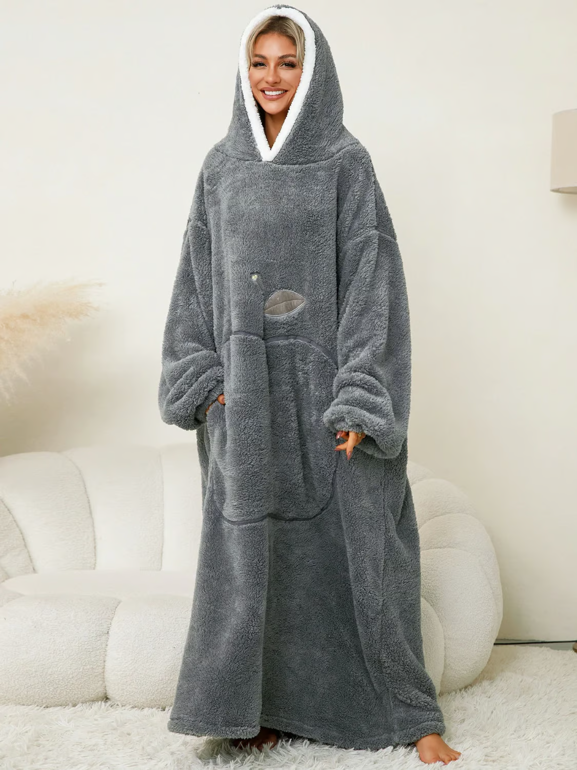 👗Pocketed Contrast Long Sleeve Hooded Lounge Dress(BUY 2 FREE SHIPPING)