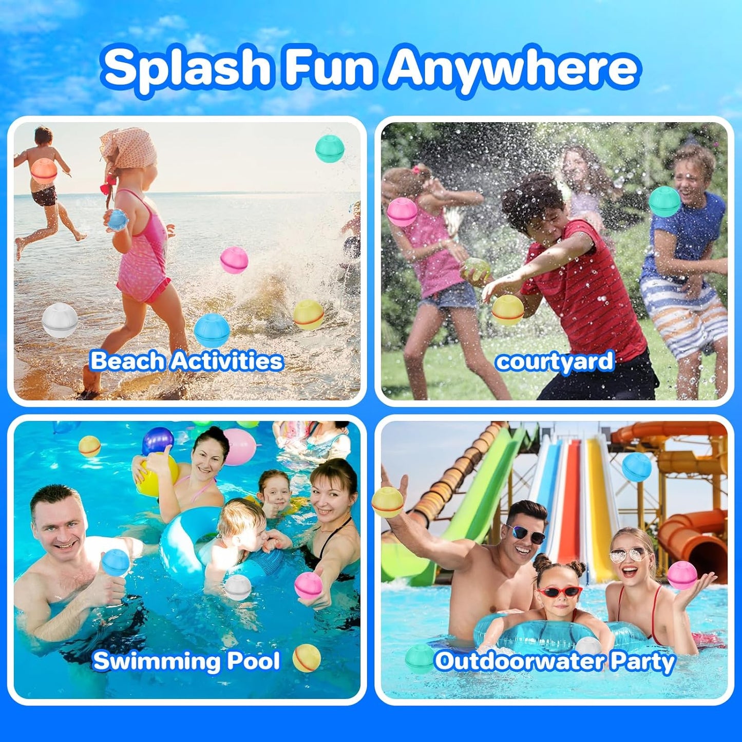 Magnetic Reusable Water Balloons - Quick Fill No-Mess
