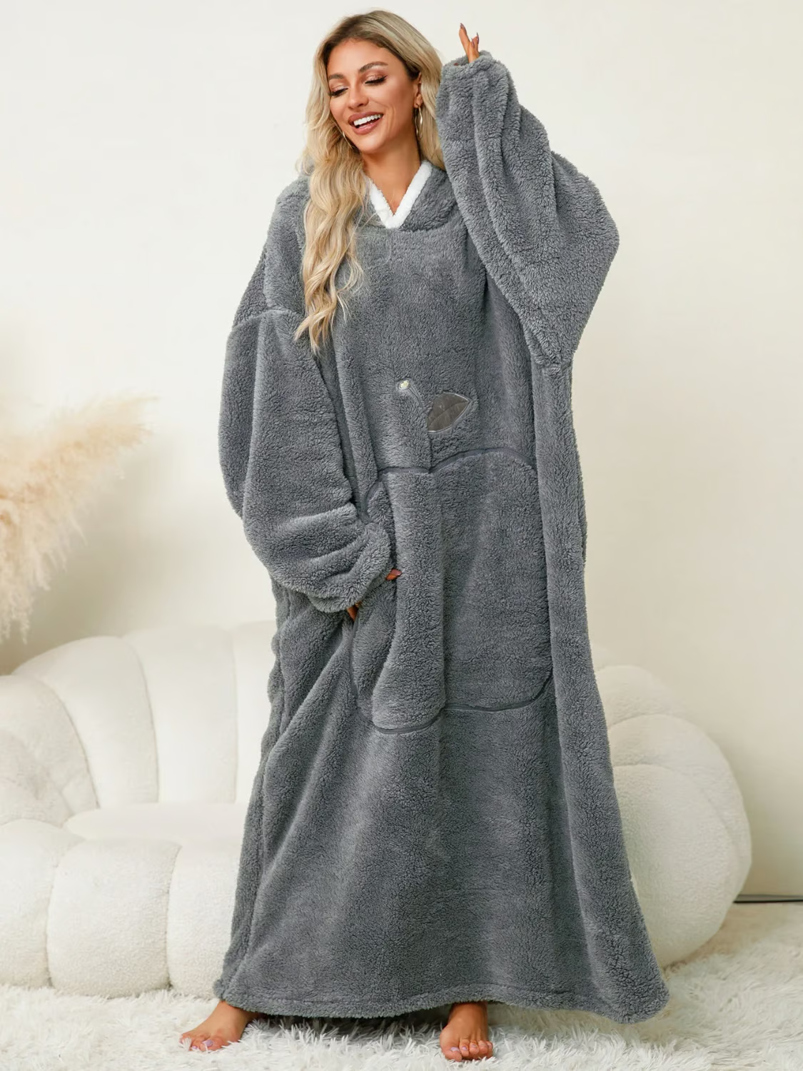 👗Pocketed Contrast Long Sleeve Hooded Lounge Dress(BUY 2 FREE SHIPPING)