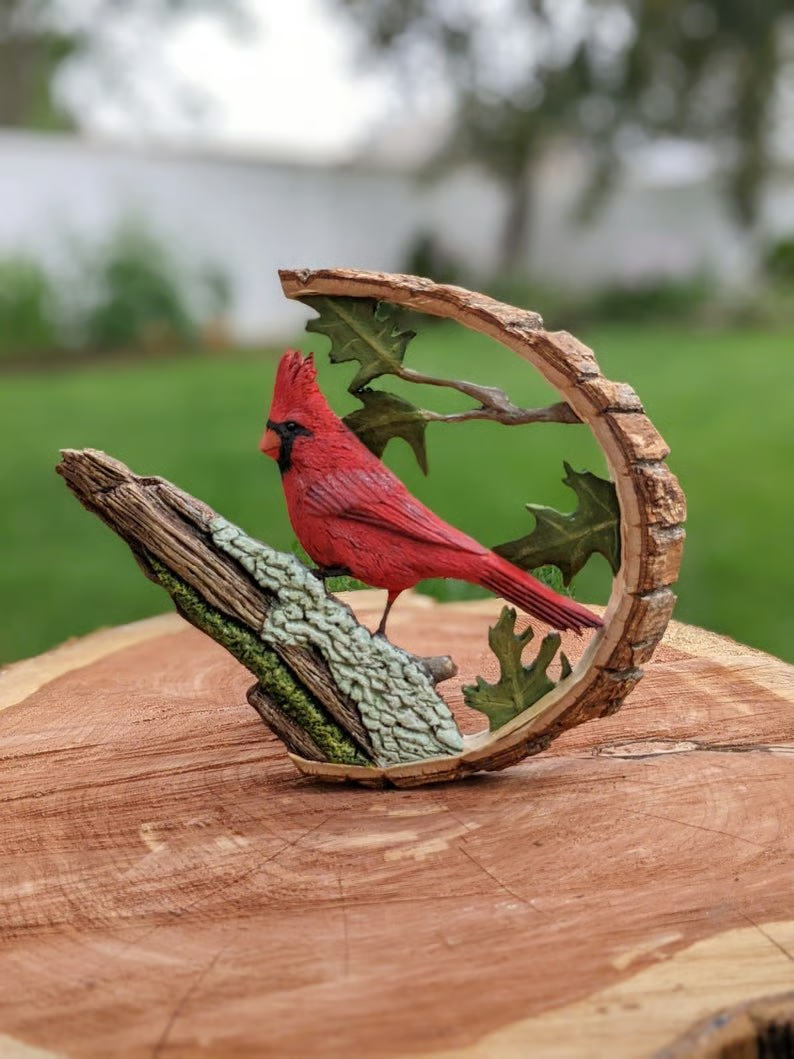 Cardinal Wood Carving Handmade(Alan Ewen Handmade®)